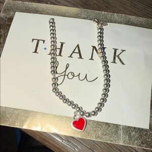 100% authentic Tiffany & Co. Silver Bracelet with Red Heart Charm